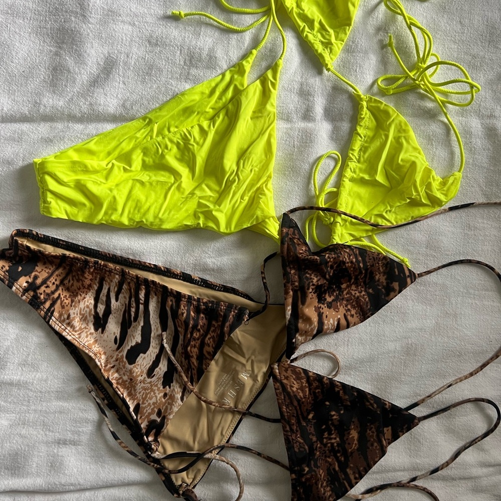 Meshki Yellow and Brown Bikini Set Vibrant Swimwear